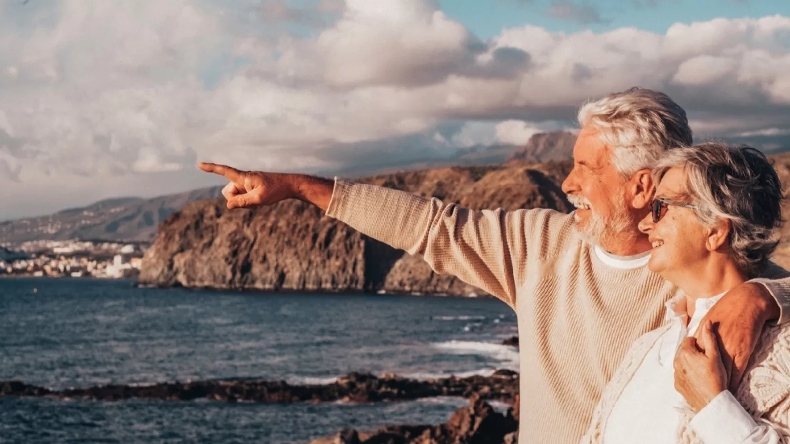 Old couples visiting beach