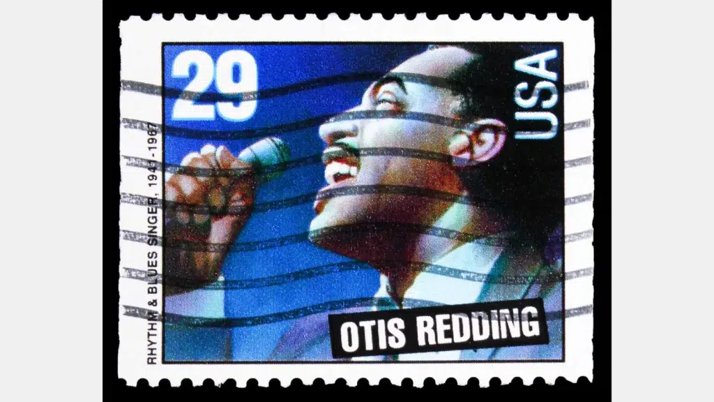 MOSCOW, RUSSIA - APRIL 18, 2020: Postage stamp printed in United States shows Otis Redding, American Music serie, circa 1993